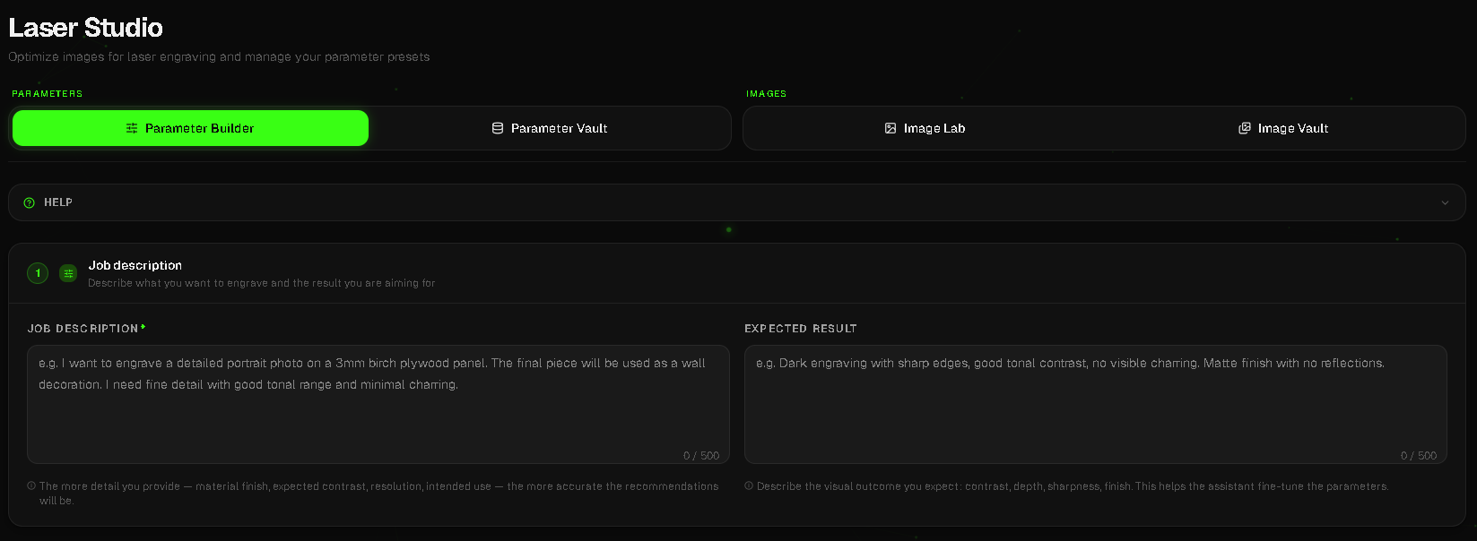 Gravo — Generador de parámetros láser
